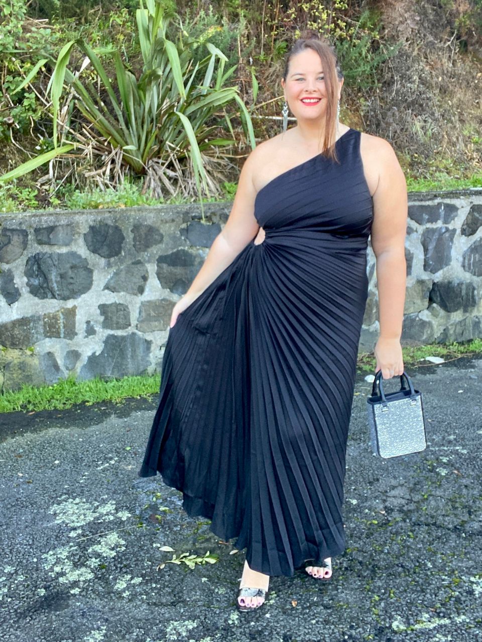 one shoulder pleated dress plus size The Aurora One-Shoulder Maxi 1XL